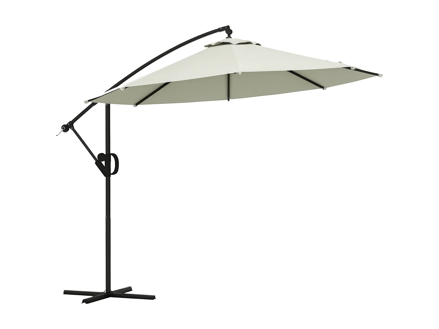 Ombrellone a braccio a 8 stecche con base a croce ø3x2.6 m grigio