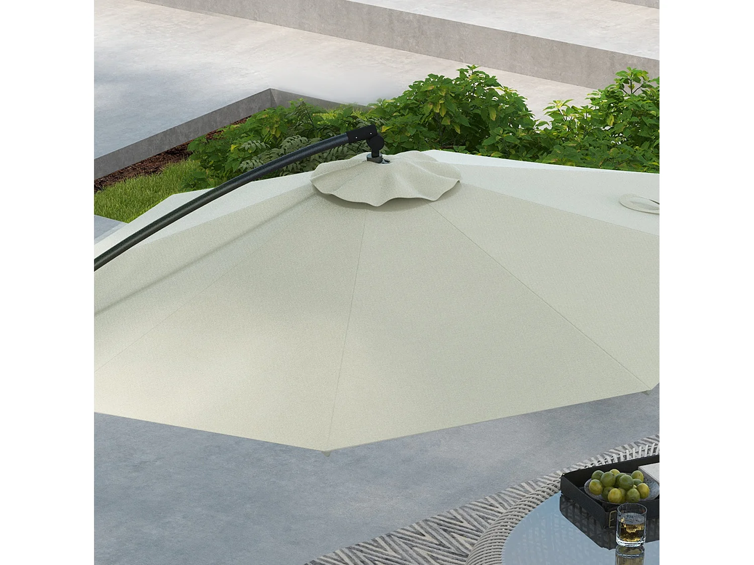 Ombrellone a braccio a 8 stecche con base a croce ø3x2.6 m grigio