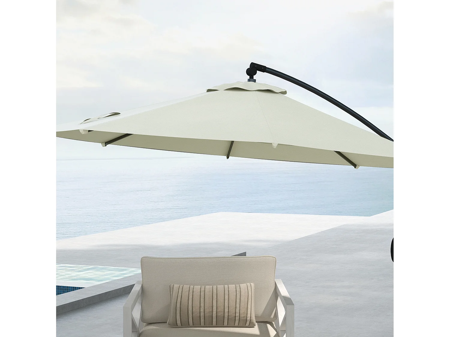 Ombrellone a braccio a 8 stecche con base a croce ø3x2.6 m grigio