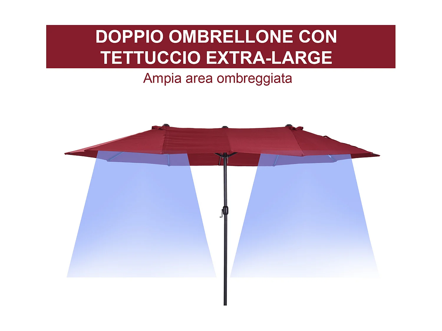 Ombrellone da giardino doppio con apertura a manovella