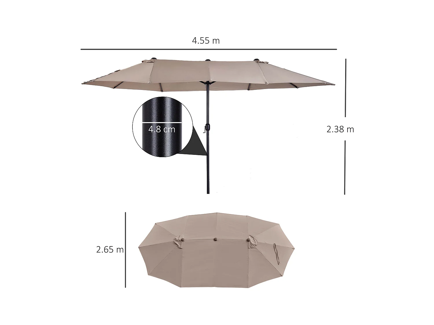 Ombrellone da giardino doppio con apertura a manovella