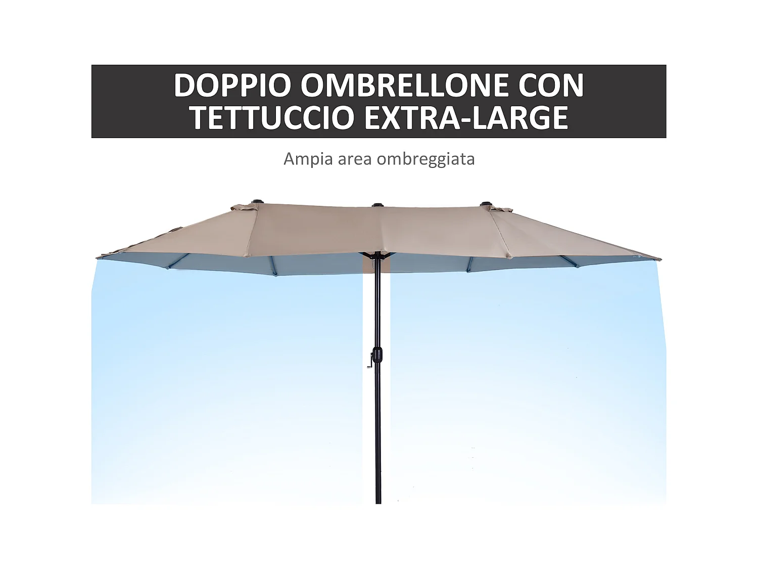 Ombrellone da giardino doppio con apertura a manovella