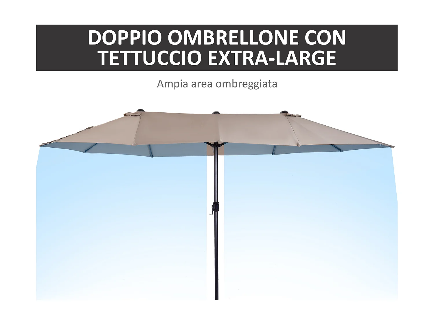 Ombrellone da giardino doppio con apertura a manovella