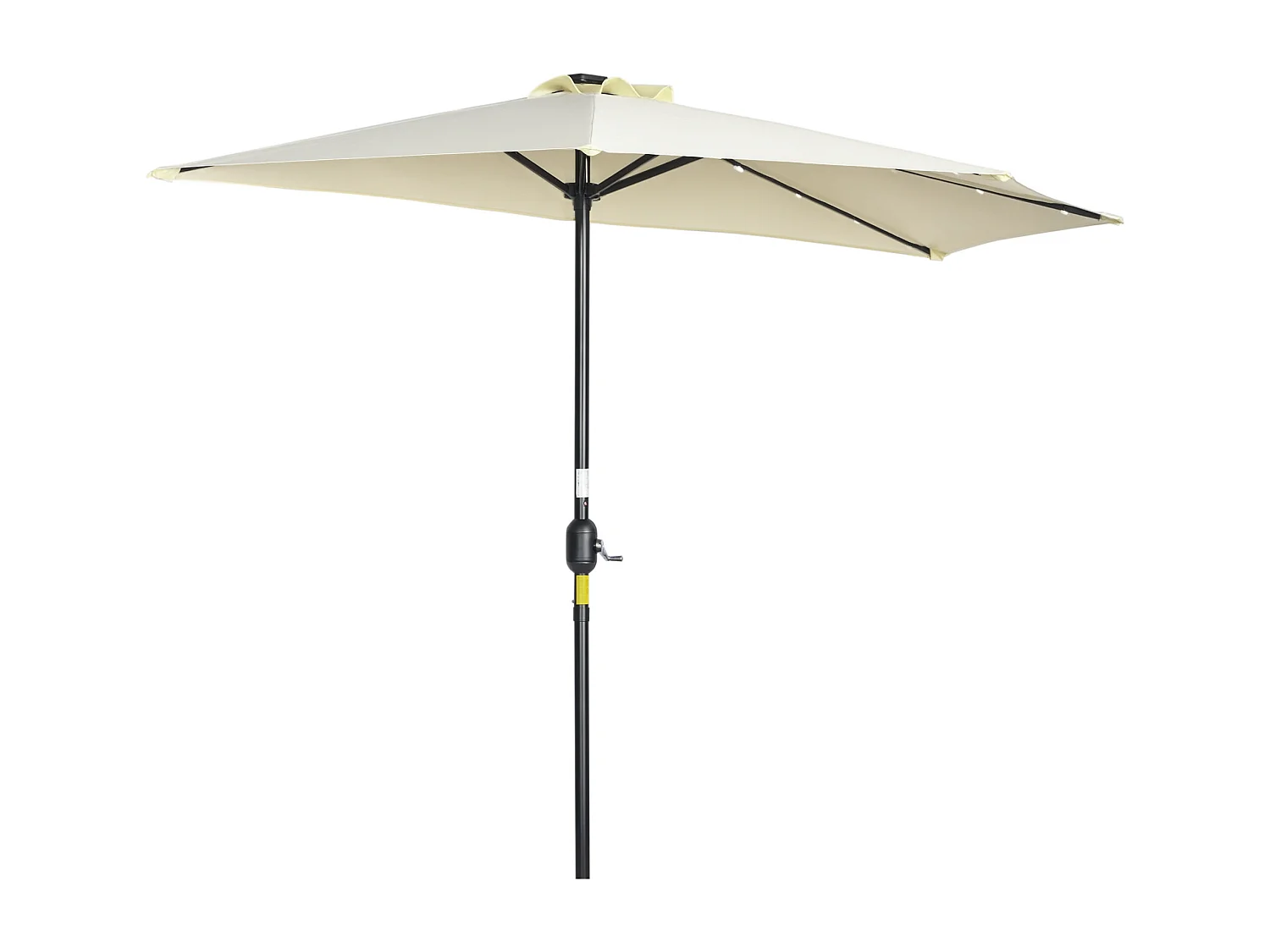 Ombrellone semicircolare con manovella e 20 luci led solari beige
