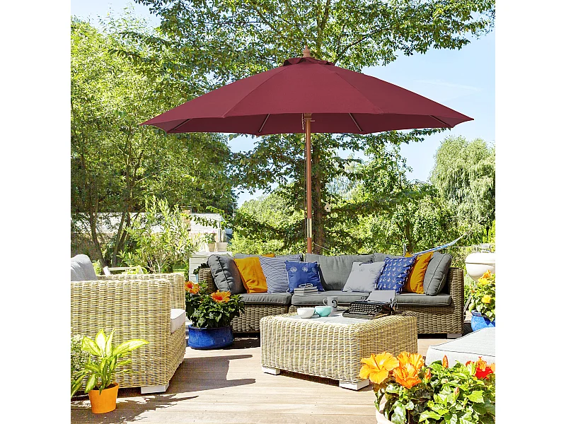 Ombrellone da giardino 2.5x2.5 m in legno rosso