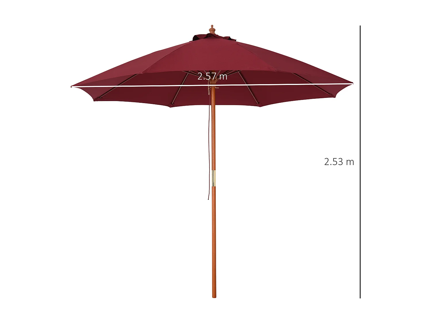 Ombrellone da giardino 2.5x2.5 m in legno rosso