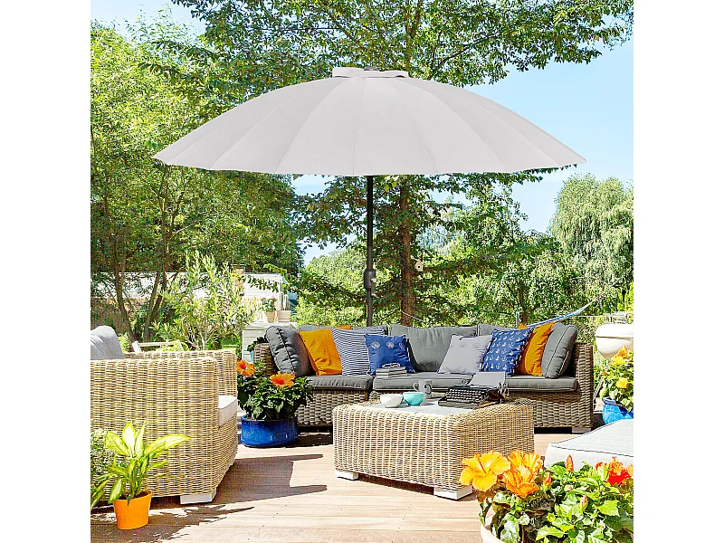 Ombrellone da giardino a manovella inclinabile 2.5x2.5 m grigio