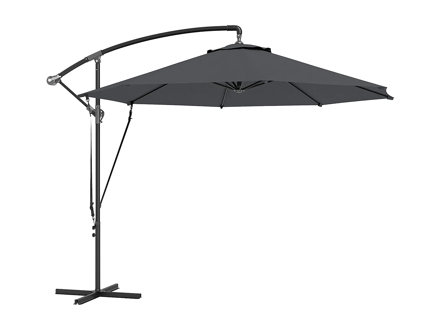 Ombrellone da giardino girevole inclinabile con manovella grigio scuro