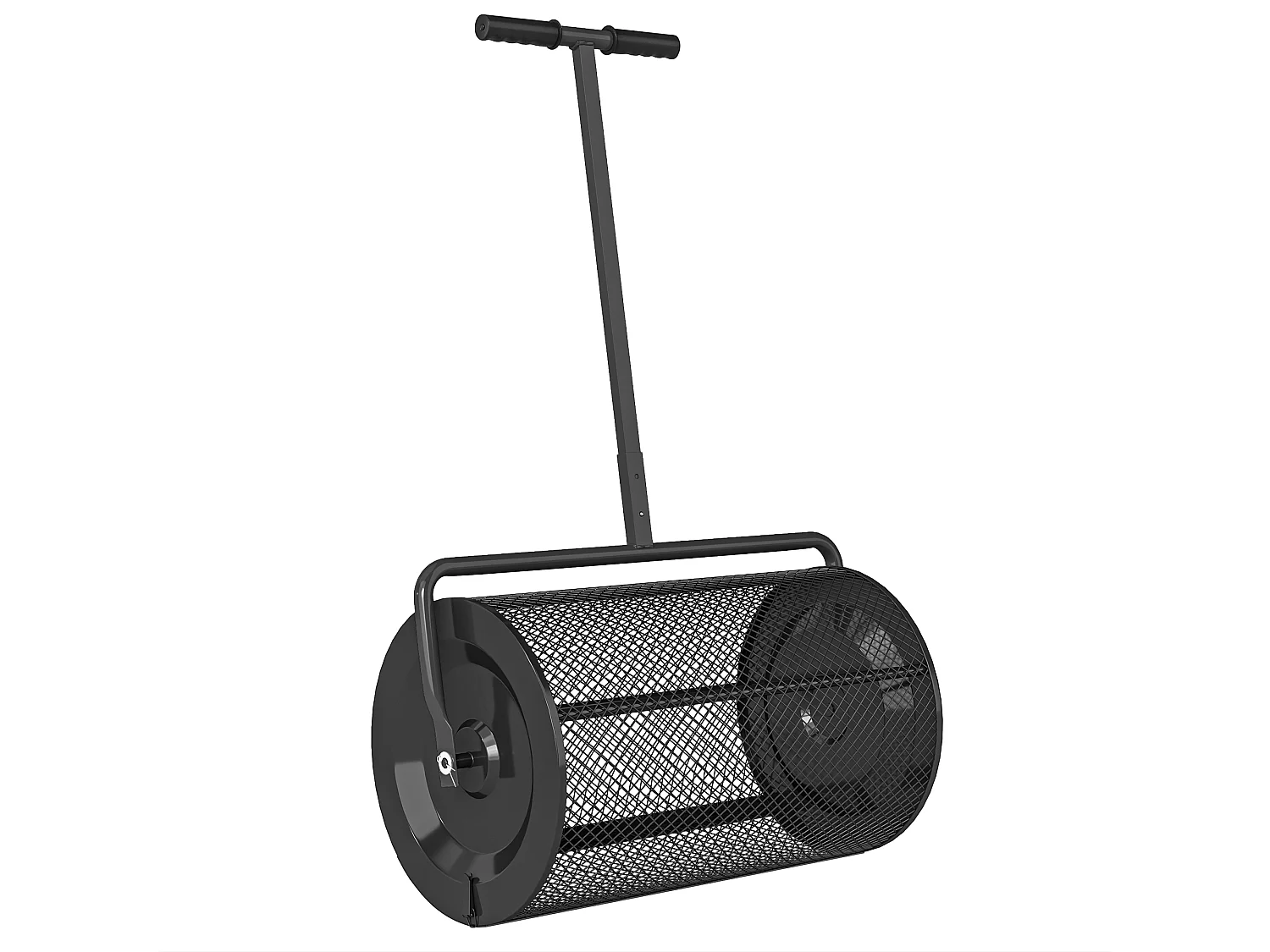 Spandiconcime da 75l con manico regolabile a t in metallo nero