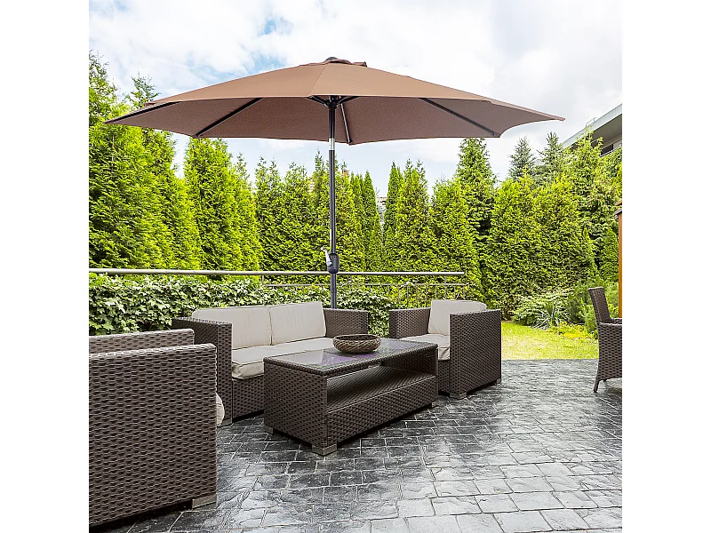 Ombrellone da giardino 3x2.5 m con manovella color caffè