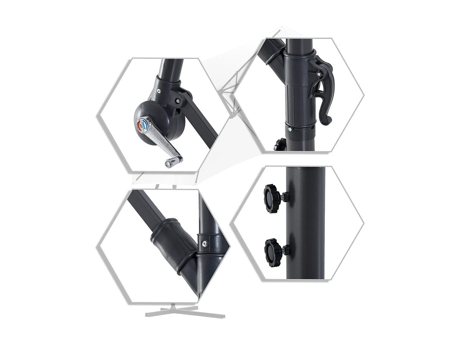 Ombrellone da esterni 3x2.5 m con manovella color crema