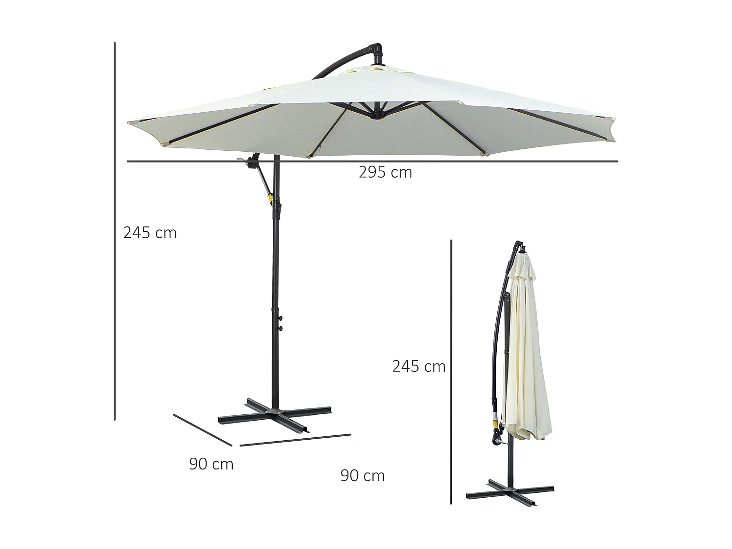 Ombrellone da esterni 3x2.5 m con manovella color crema