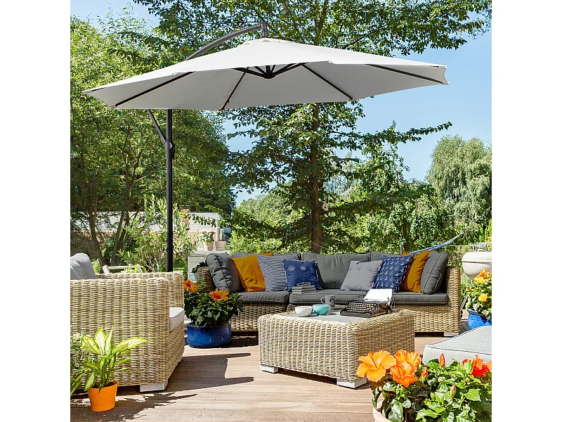 Ombrellone da esterni 3x2.5 m con manovella color crema