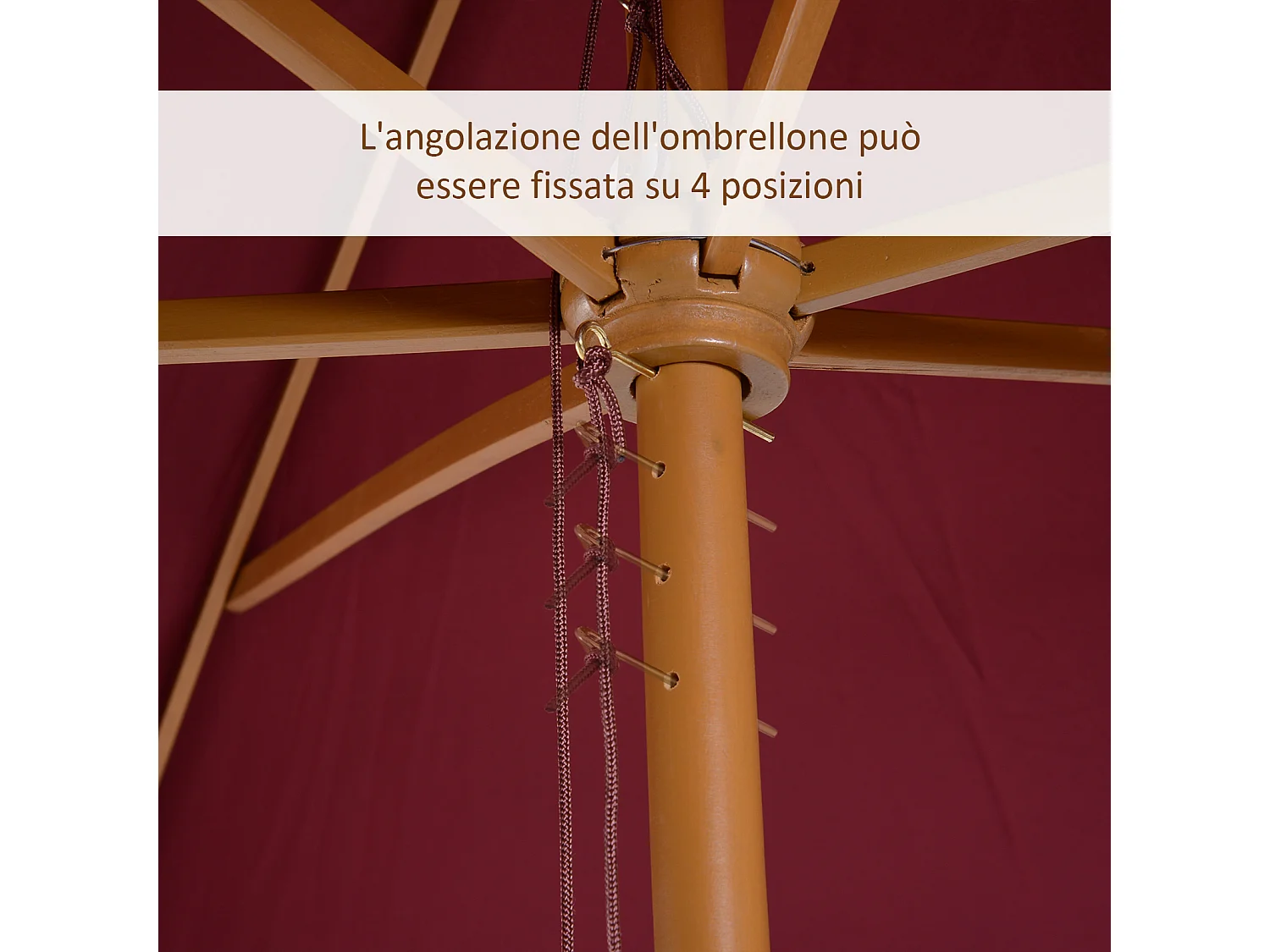 Ombrellone 2x3 da giardino copertura in poliestere bordeaux