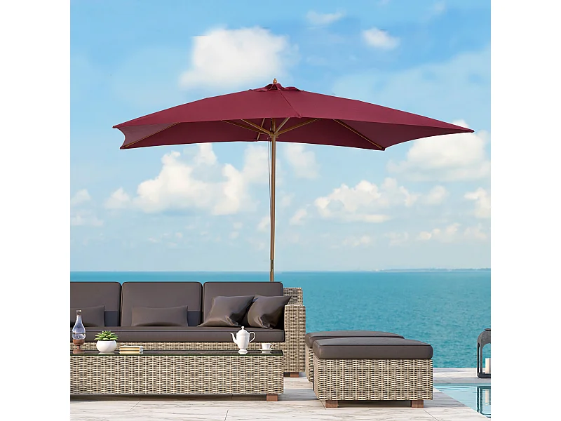 Ombrellone 2x3 da giardino copertura in poliestere bordeaux