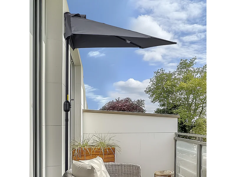 Ombrellone semicircolare impermeabile anti uv 269x138x236cm grigio