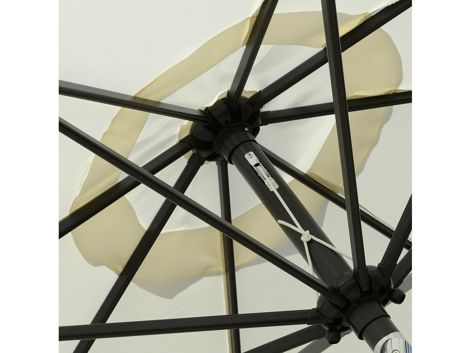 Ombrellone rotondo inclinabile da giardino con manovella bianco crema