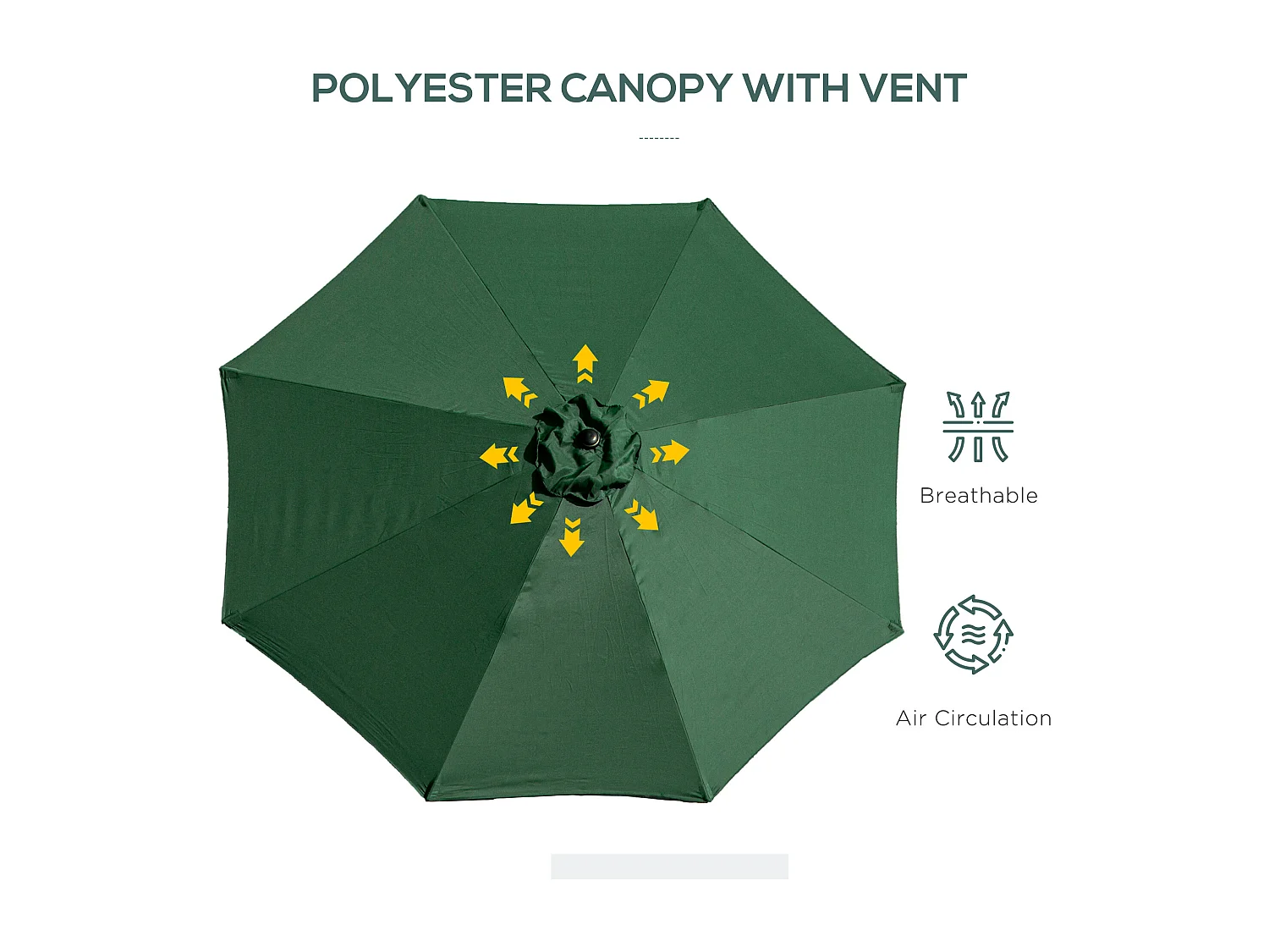 Ombrellone da giardino 3x2.5m inclinabile con manovella verde