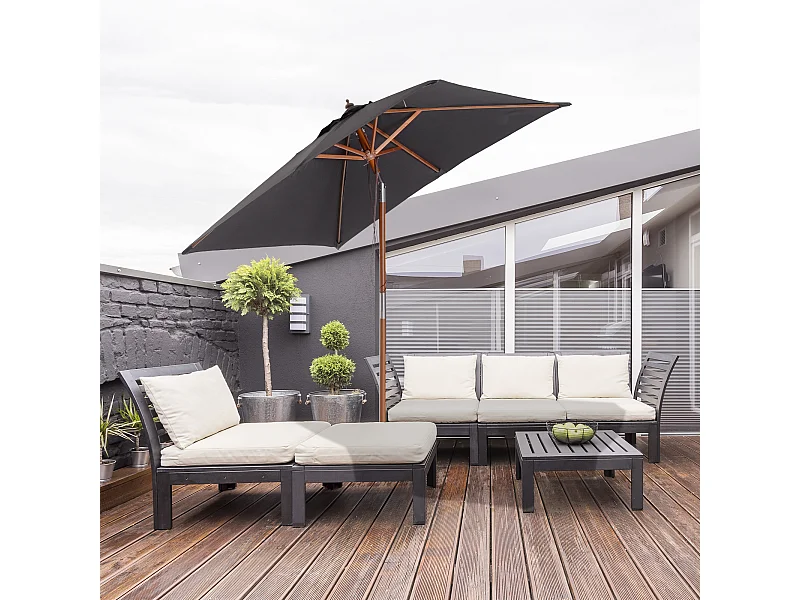 Ombrellone da giardino inclinabile 2x1.5m con palo in legno