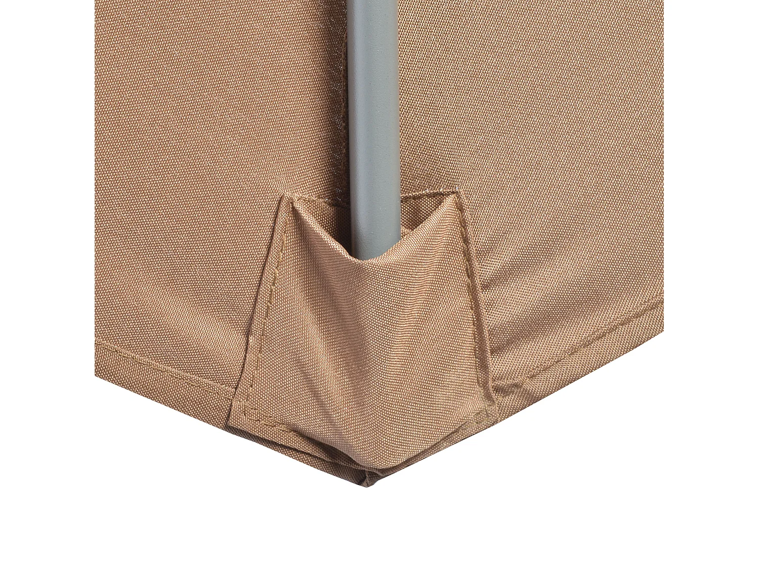 Ombrellone decentrato con manovella, base a croce e pesi color caffè