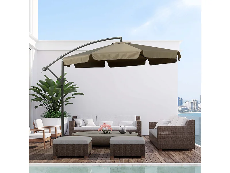 Ombrellone da giardino a braccio inclinabile con manovella caffè