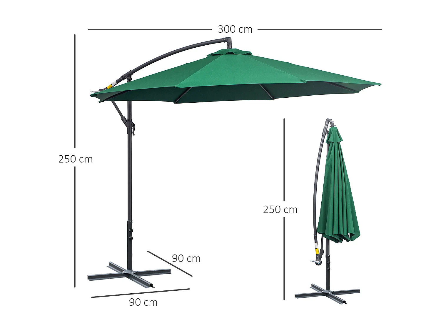 Ombrellone da giardino 3x2.5 m a braccio inclinabile