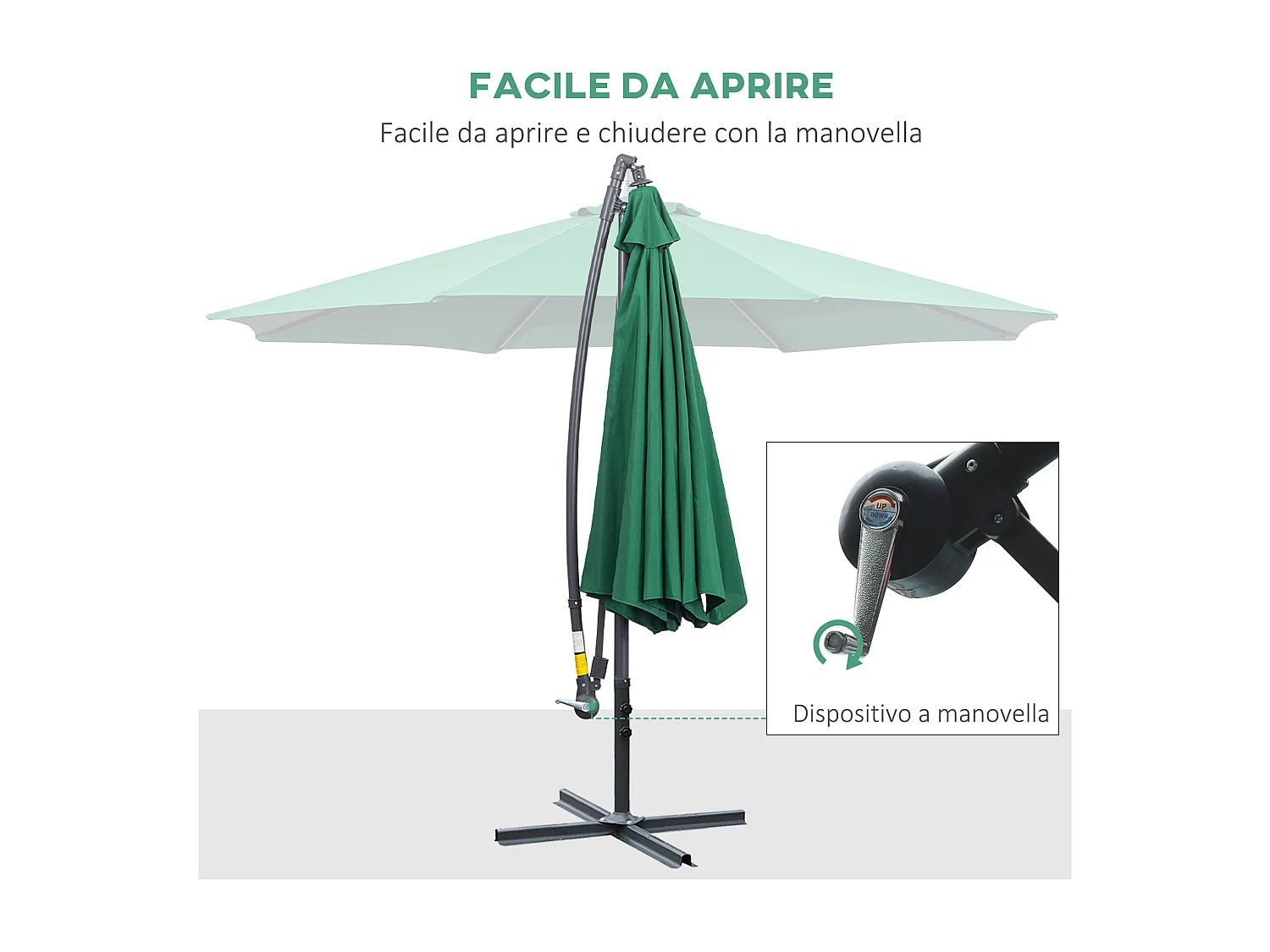 Ombrellone da giardino 3x2.5 m a braccio inclinabile