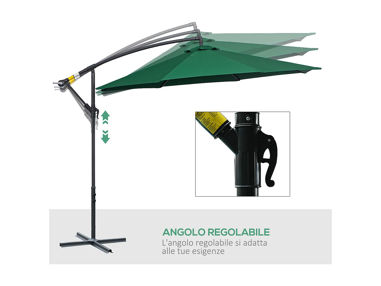 Ombrellone da giardino 3x2.5 m a braccio inclinabile