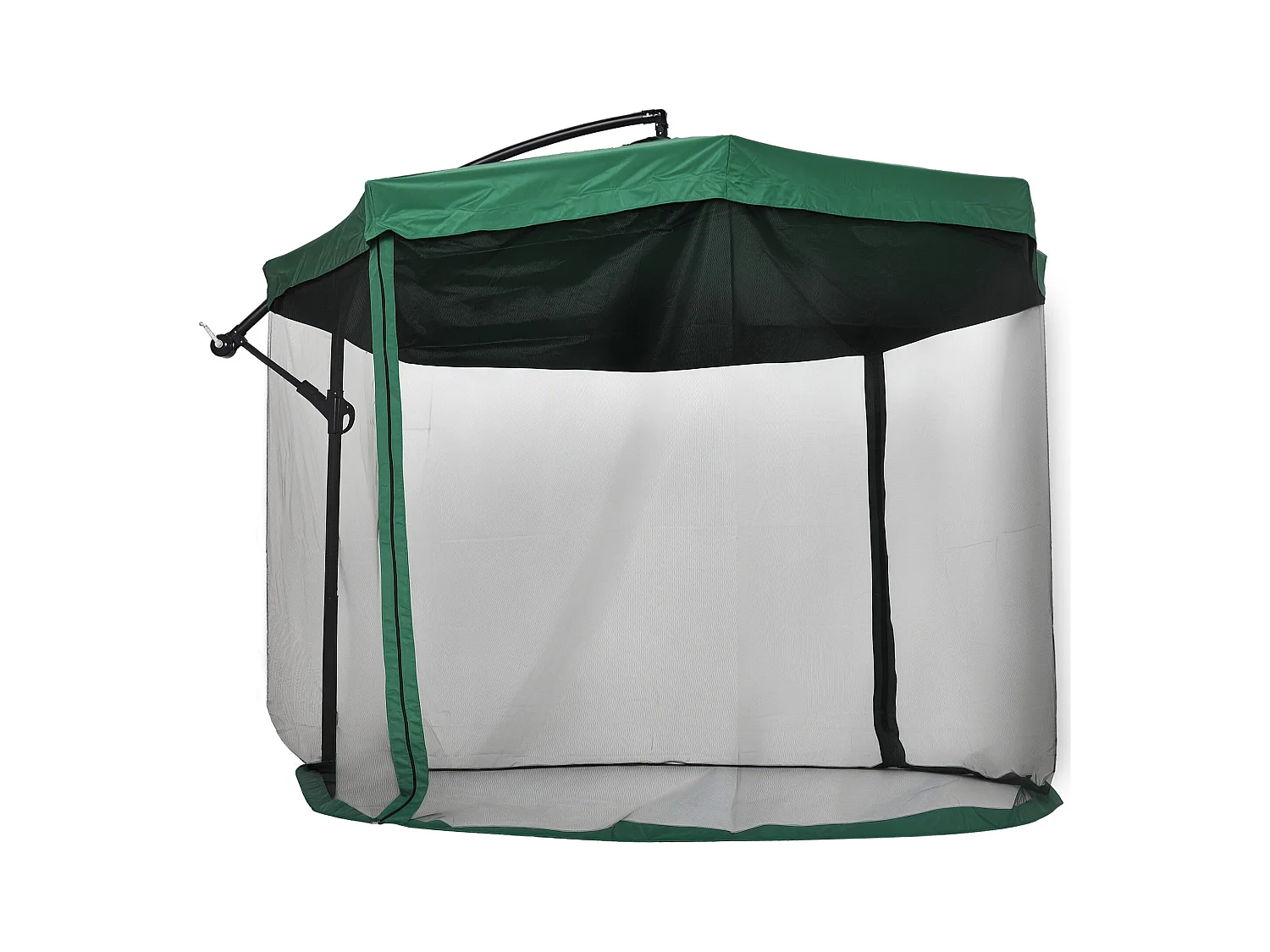 Ombrellone da giardino 3x3m con manovella e zanzariera verde
