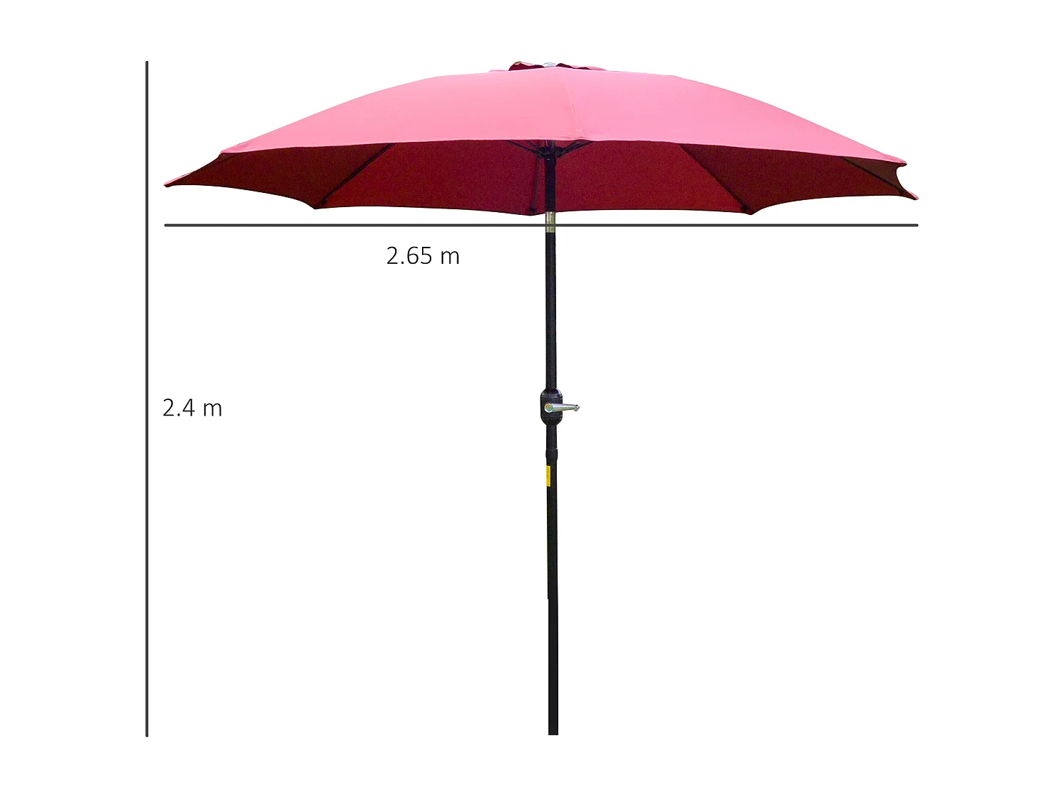 Ombrellone rotondo e regolabile su 3 angolazioni rosso vino e nero