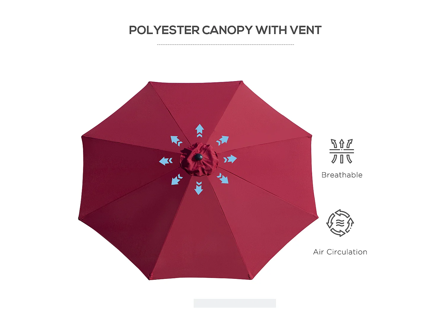 Ombrellone da giardino 3x2.5 m con manovella e inclinabile