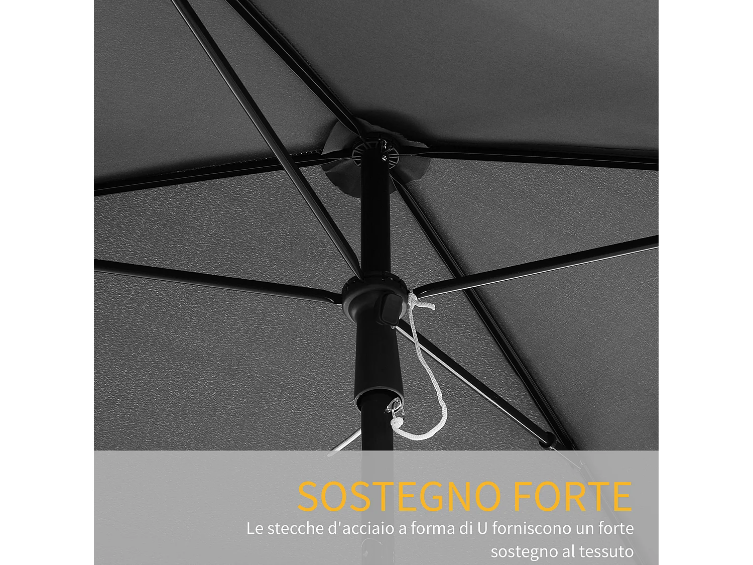 Ombrellone da giardino rettangolare 2x1.3 m con inclinazione