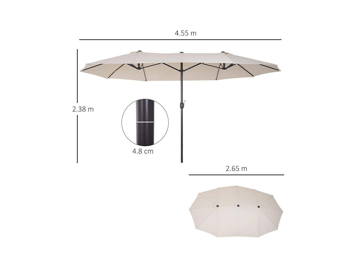 Ombrellone parasole da giardino esterno in poliestere beige