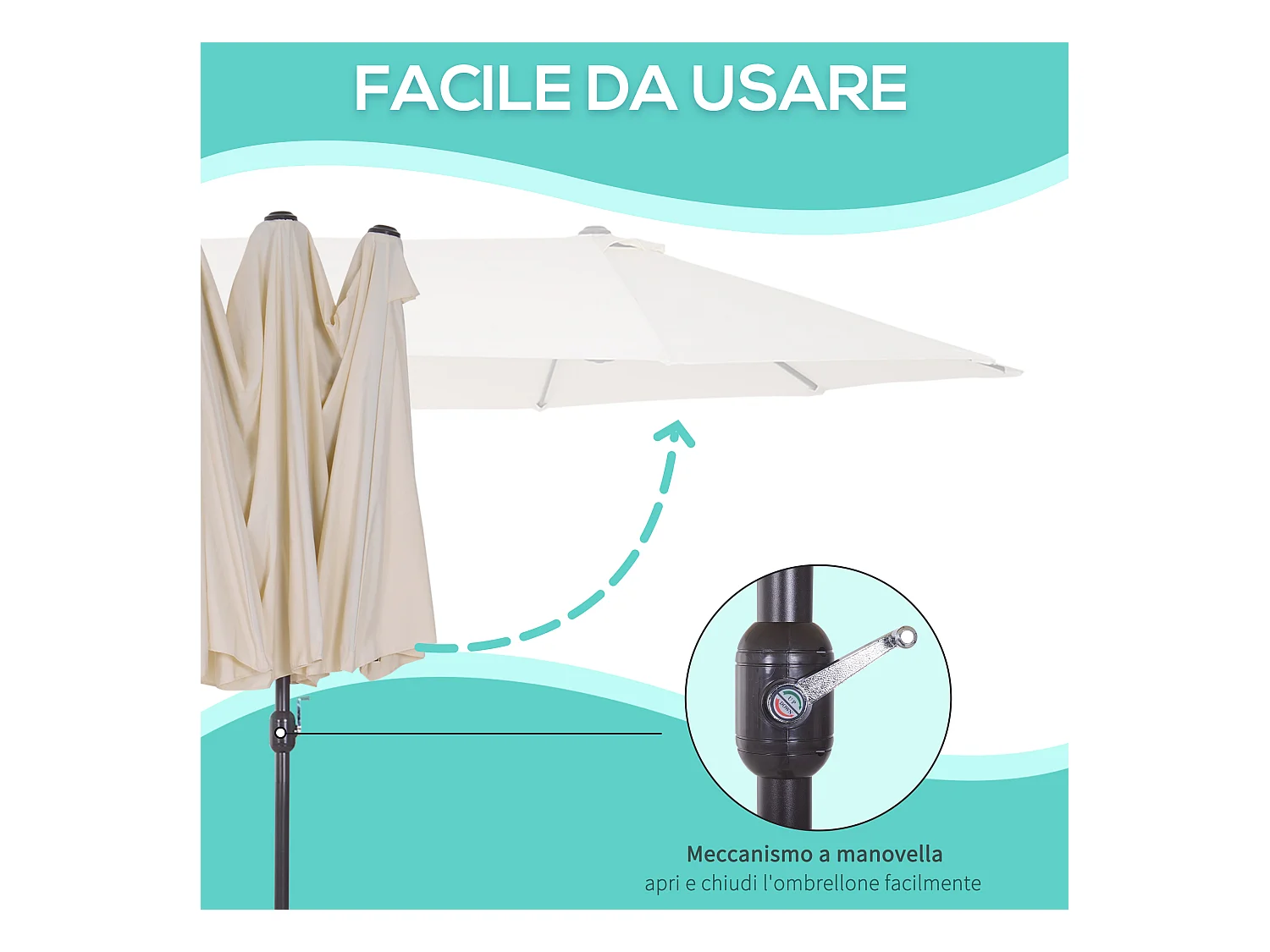Ombrellone parasole da giardino esterno in poliestere beige