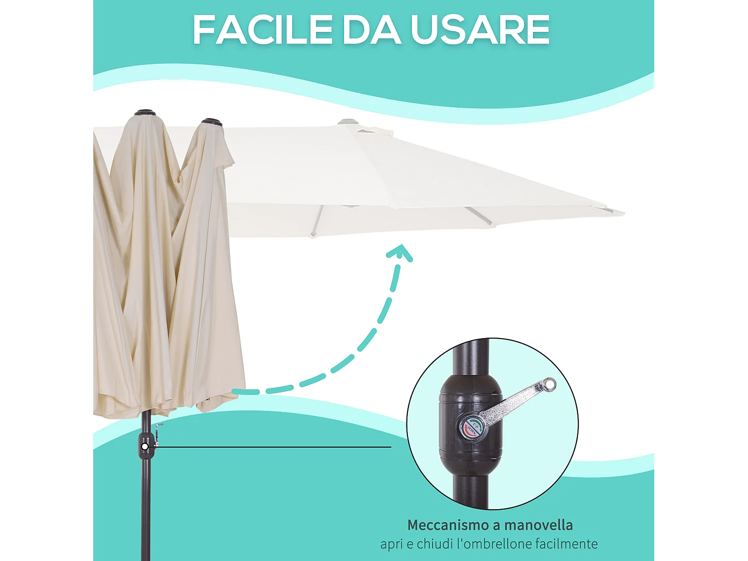 Ombrellone parasole da giardino esterno in poliestere beige