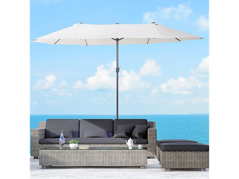 Ombrellone parasole da giardino esterno in poliestere beige