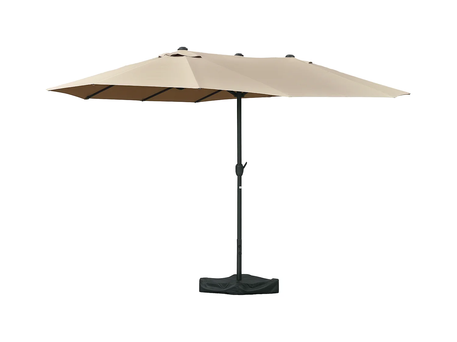 Ombrellone da giardino doppio khaki con apertura a manovella