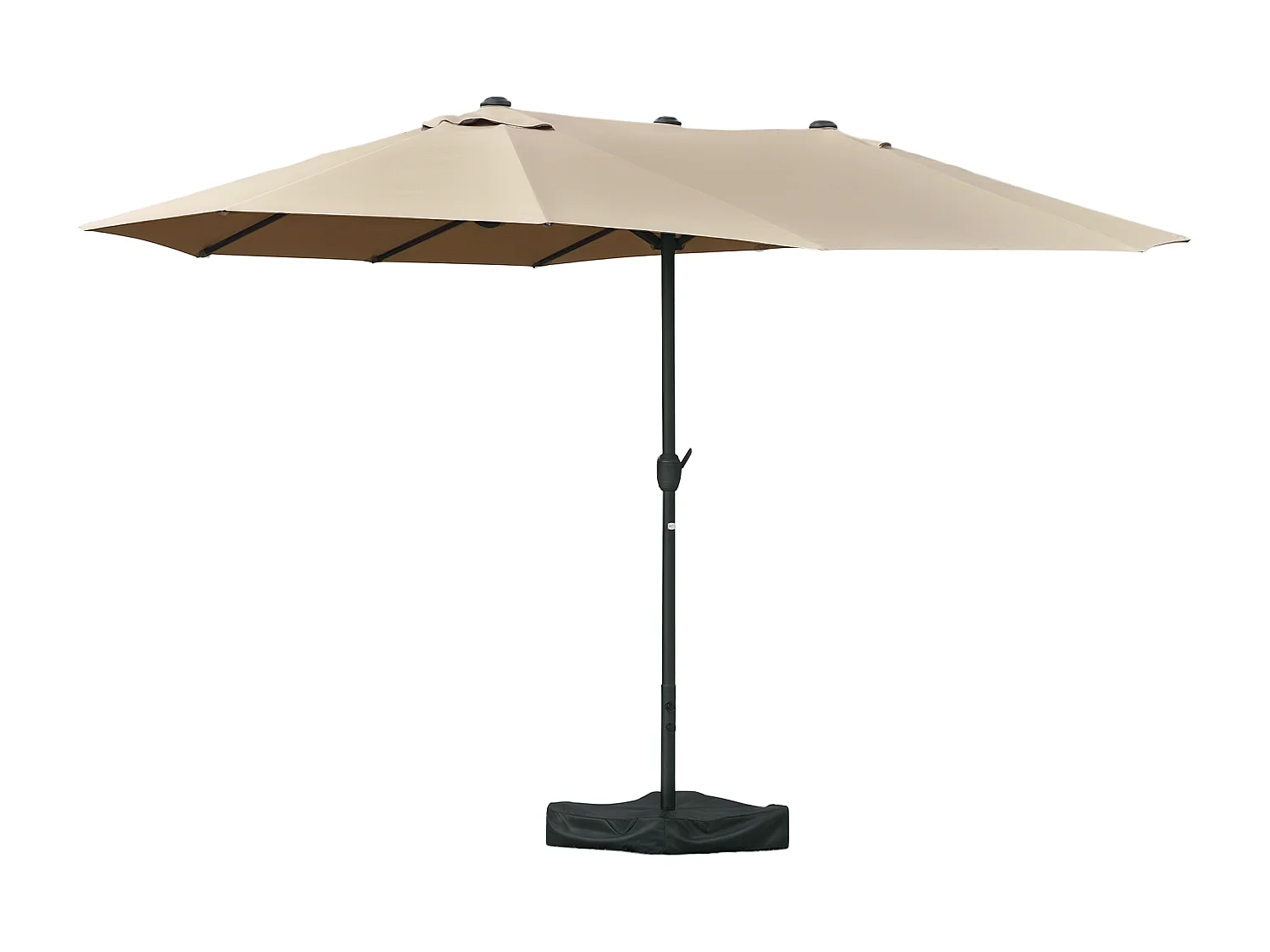 Ombrellone da giardino doppio khaki con apertura a manovella