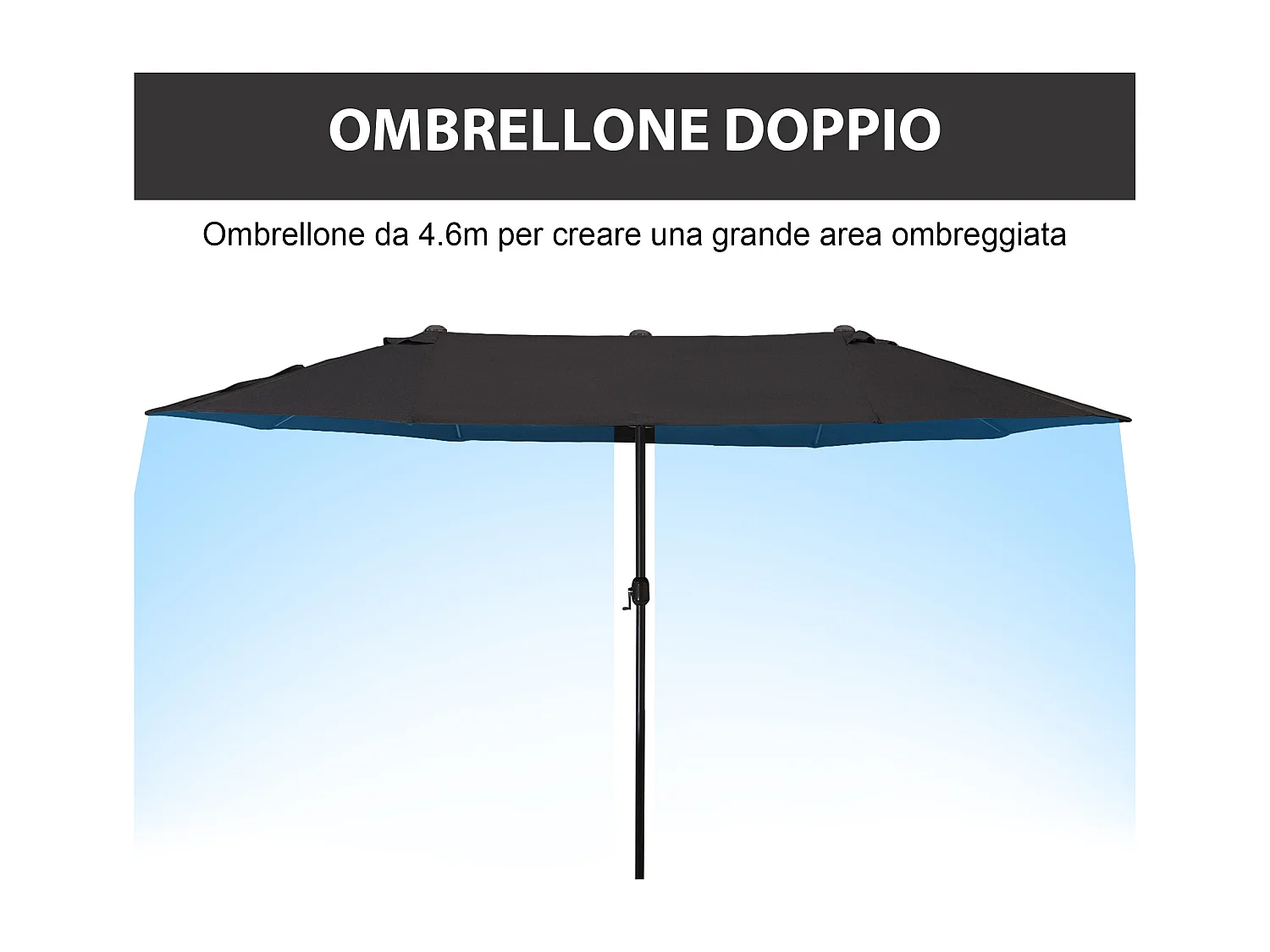 Ombrellone da giardino doppio con apertura a manovella