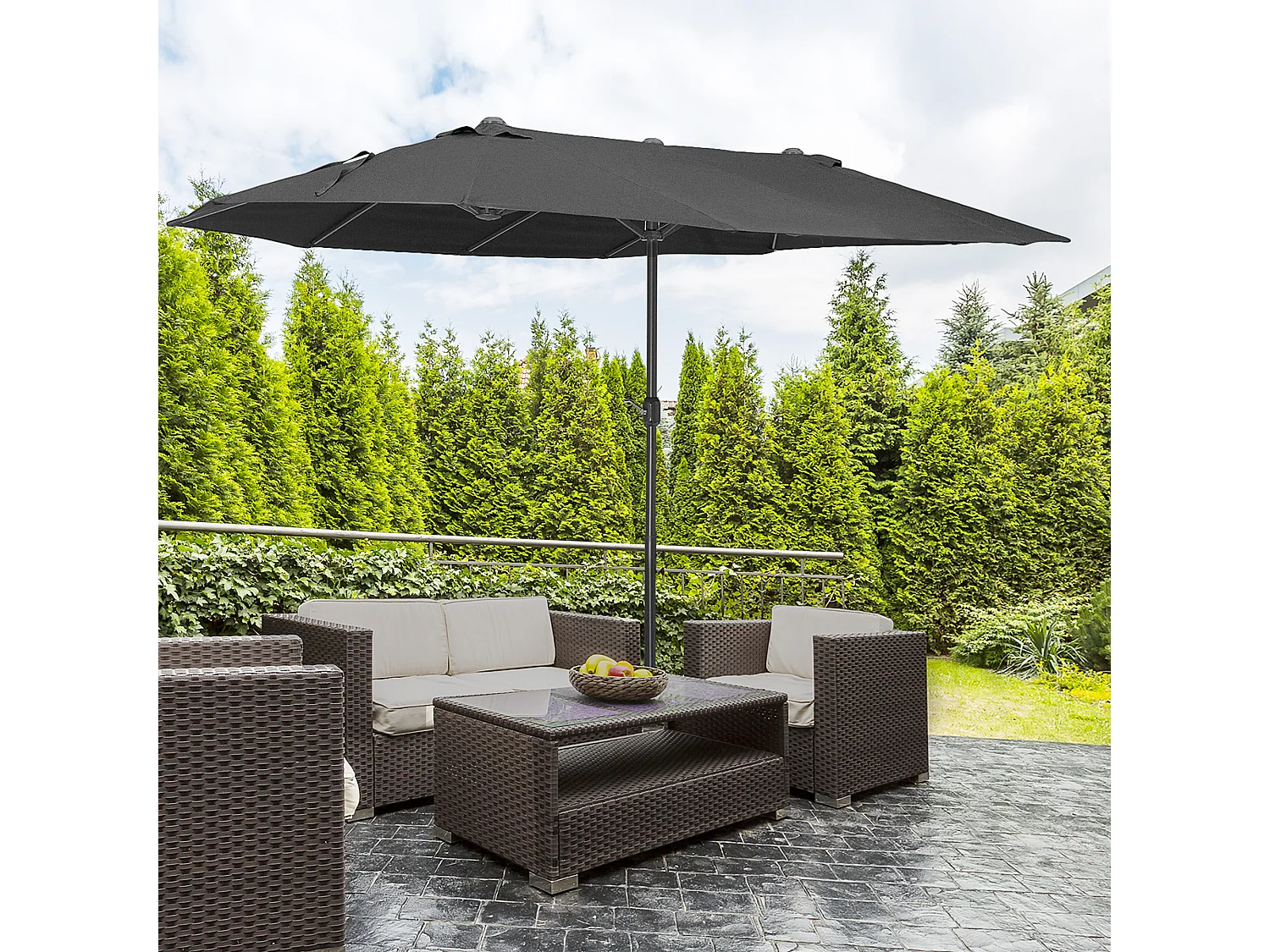 Ombrellone da giardino doppio con apertura a manovella