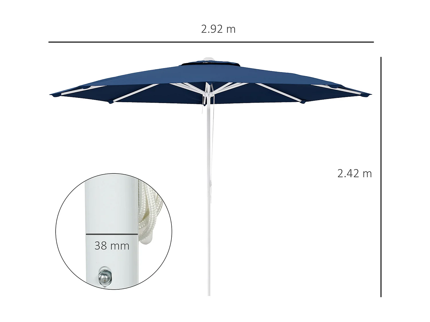 Ombrellone da giardino ad altezza regolabile in metallo e poliestere