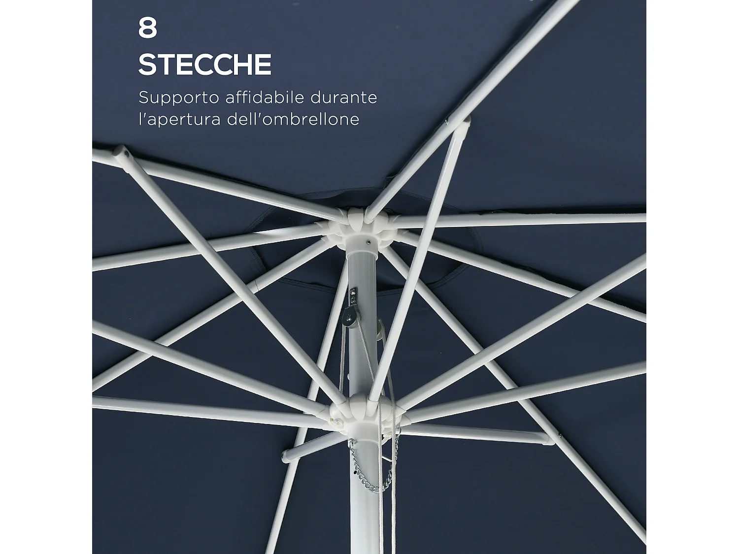Ombrellone da giardino ad altezza regolabile in metallo e poliestere