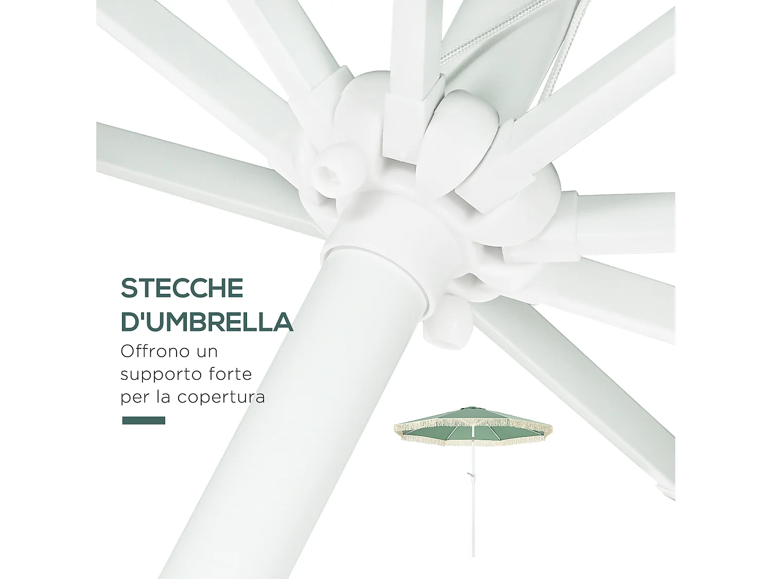 Ombrellone da giardino con apertura a manovella e inclinabile verde
