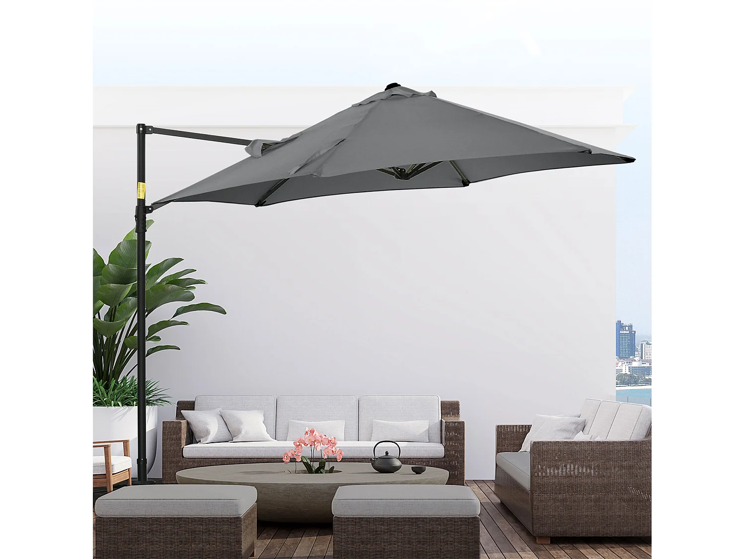 Ombrellone da terrazza con tettuccio ventilato in poliestere