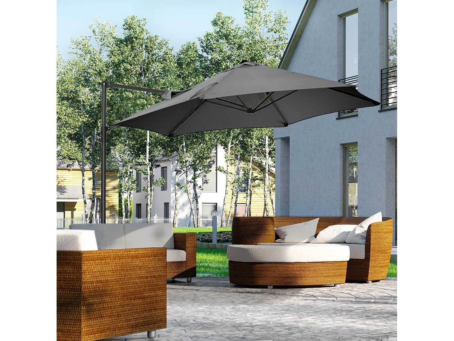 Ombrellone da terrazza con tettuccio ventilato in poliestere