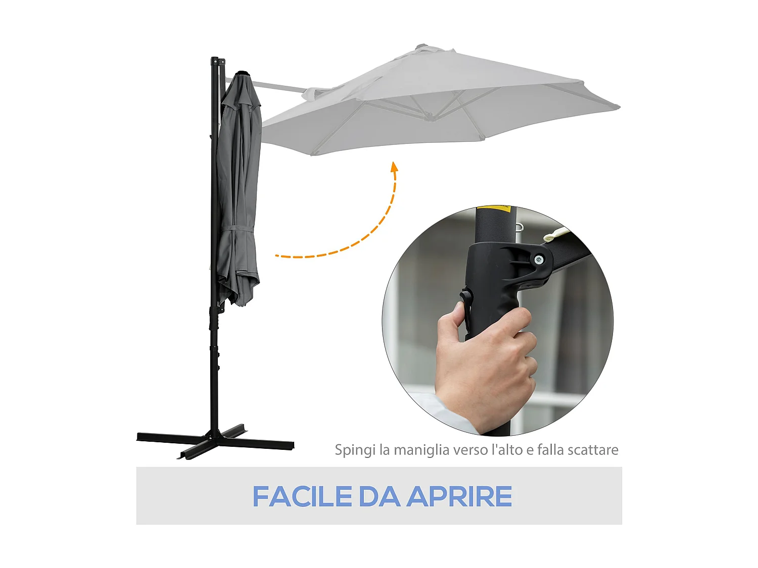 Ombrellone da terrazza con tettuccio ventilato in poliestere