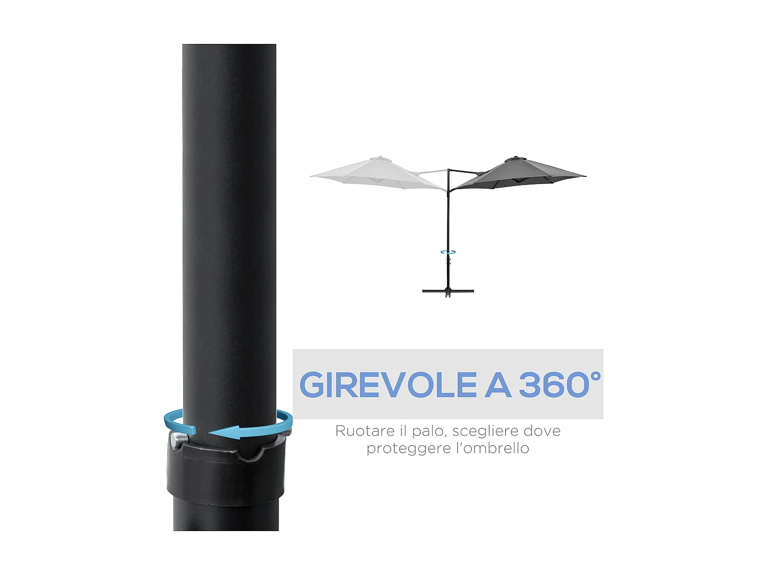 Ombrellone da terrazza con tettuccio ventilato in poliestere