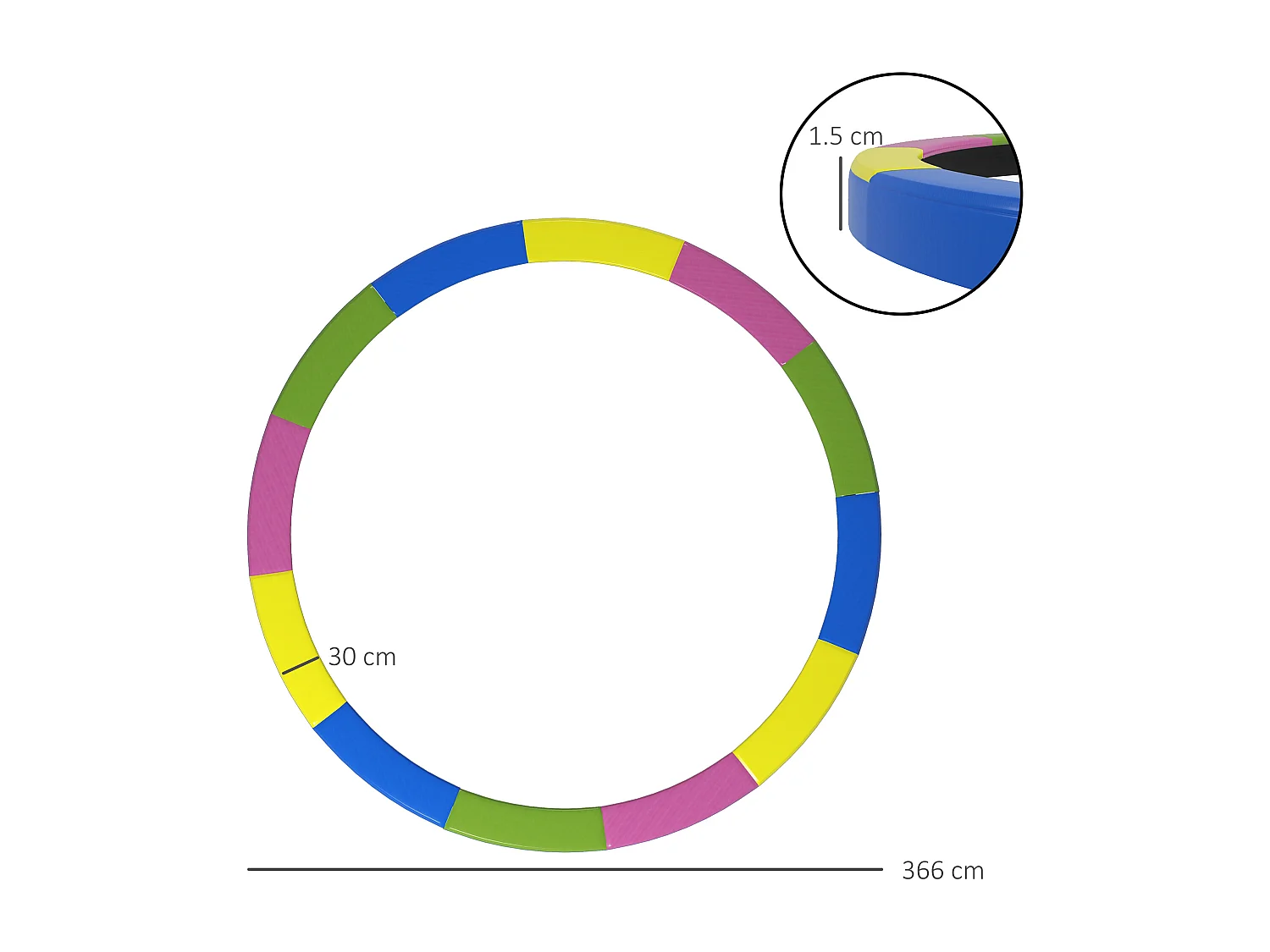 Copertura tappeto elastico ø366x30cm pieghevole e portatile