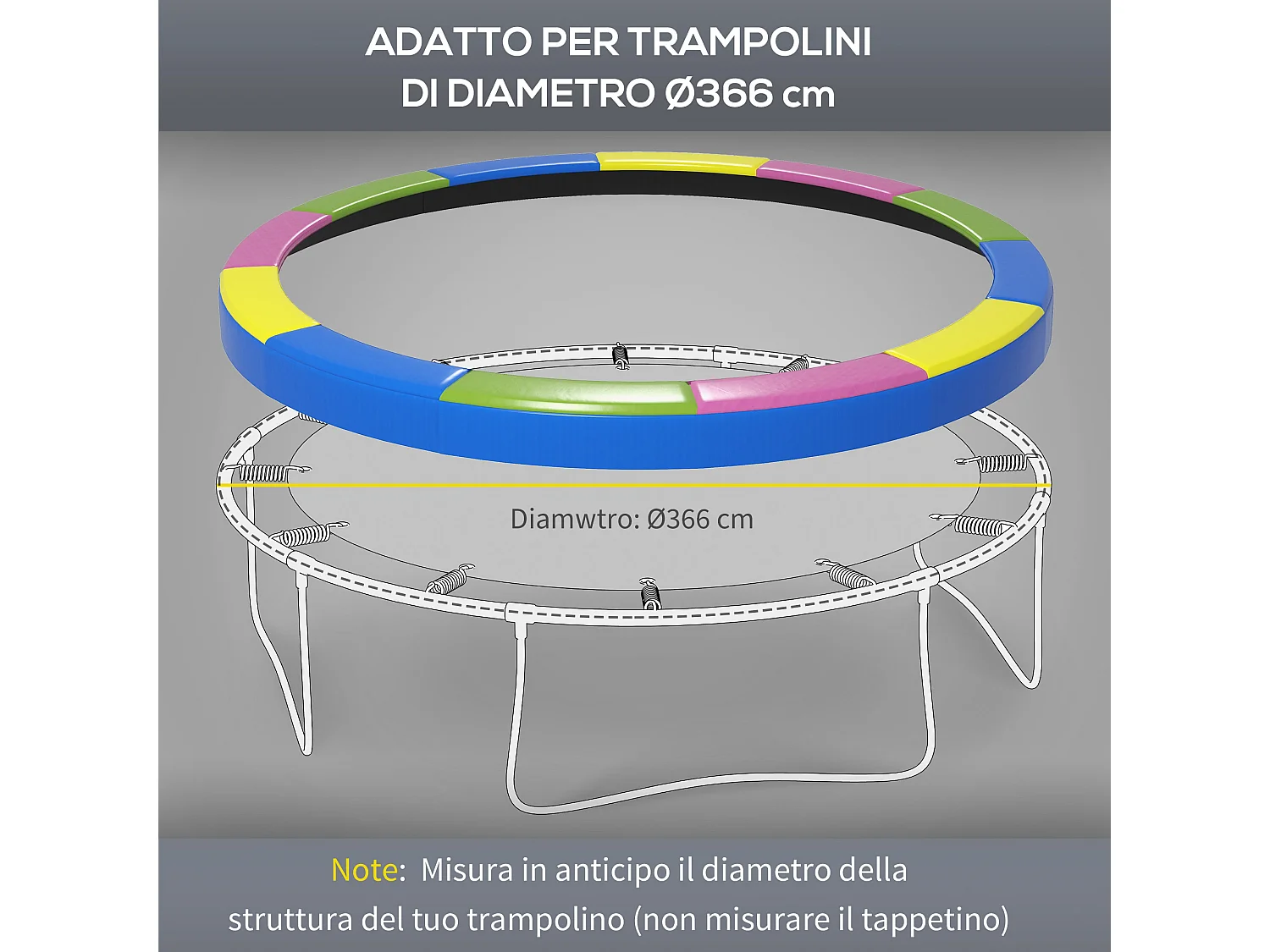 Copertura tappeto elastico ø366x30cm pieghevole e portatile