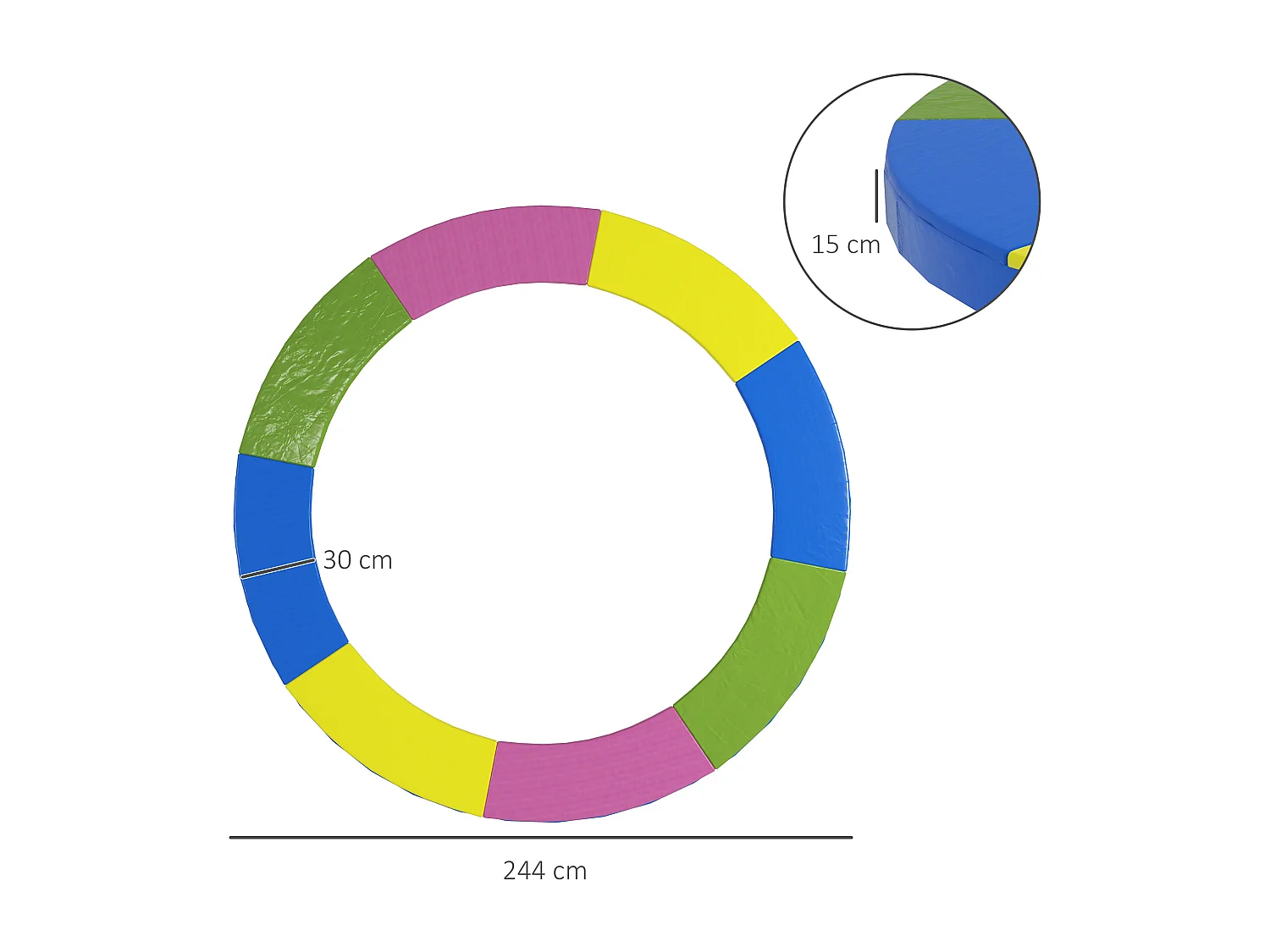 Copertura tappeto elastico ø244x30cm pieghevole e portatile